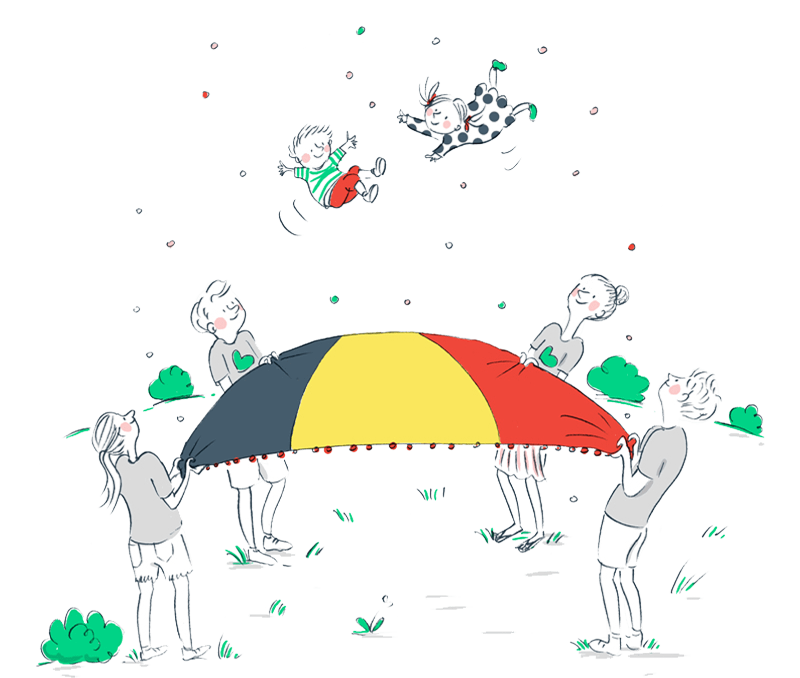 Drawing of people celebrating the Belgian national day