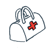 Drawing of a first aid bag