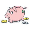 Drawing of a piggy bank full of coins