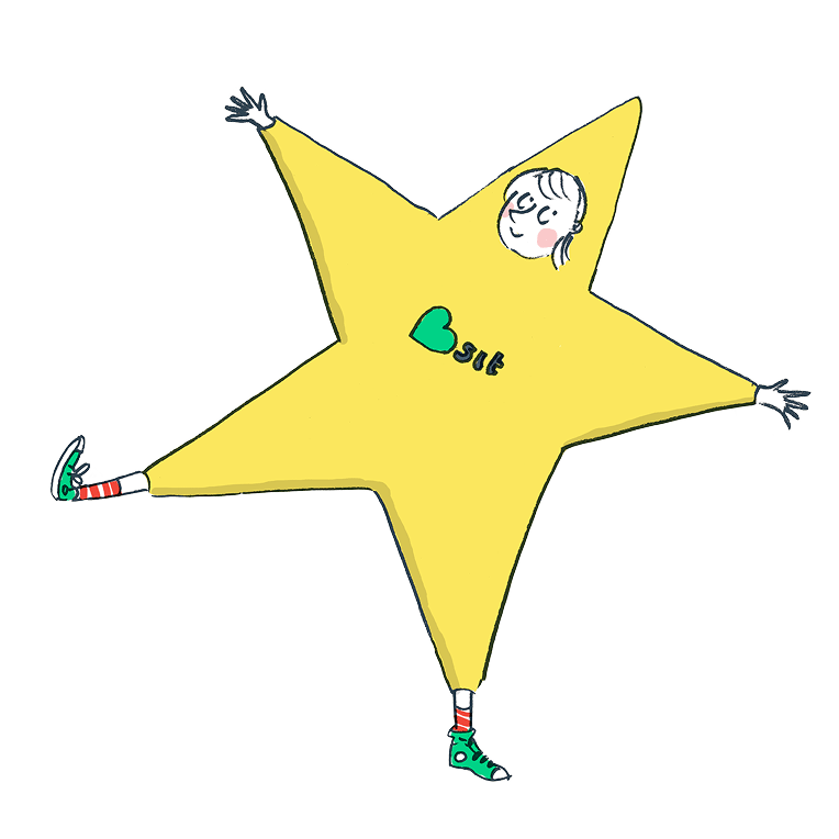 A drawing of a Bsit babysitter dressed as a star